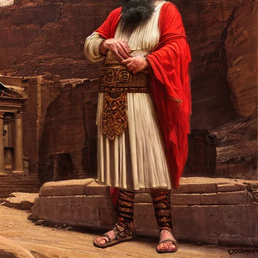 Prompt: orientalist portrait of an aged knight standing in front of petra ruins in jordan intricate artwork by Fabio Fabbi and john william waterhouse and Edwin Longsden Long and Nasreddine Dinet and Theodore Ralli trending on artstation, very coherent symmetrical artwork high detail 8k