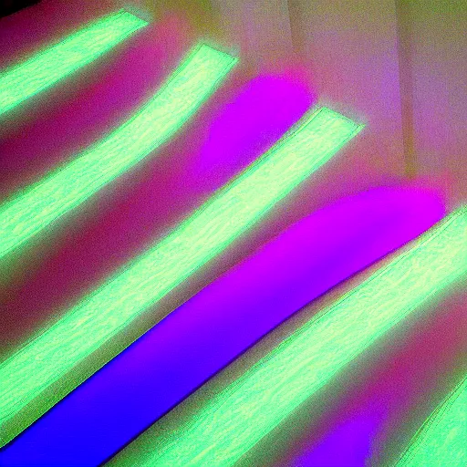 Image similar to Kinetic sculpture. a series of vertical stripes in different colors. neon purple by Hirohiko Araki uneven