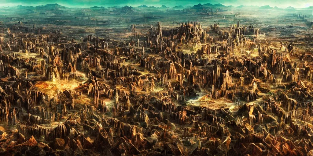 Prompt: amazing crazy landscape photo of a secret civilization, hyperdetailed, cinematic masterpiece