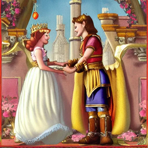 Image similar to young girl crowned princess peach from mario of the roman empire