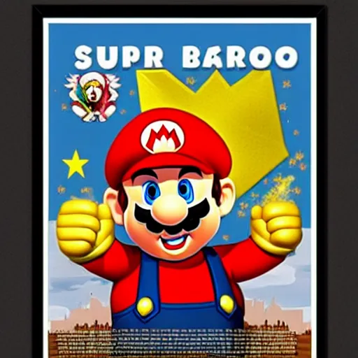 Image similar to super mario as a propaganda poster