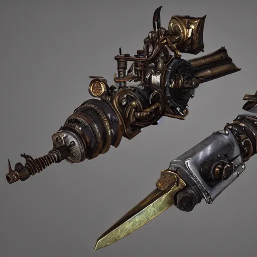 Image similar to steampunk style weapons, concept art, octane render, art by dishonored