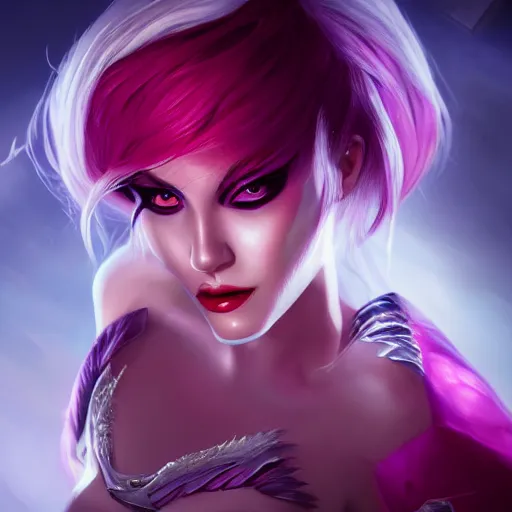 Prompt: photo of evelynn, league of legends, godlike design, beautiful face, detailed face, epic fantasy art, trending on artstation, deviantart, high detail, high definiton, ultra realistic, high quality, ultra quality, hyper realistic, 4 k uhd,