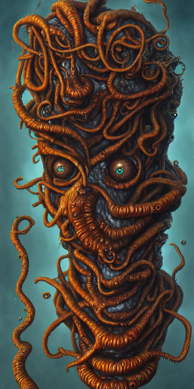 Image similar to a portrait painting, polycount, surrealism, surrealist, lovecraftian, cosmic horror, high detail