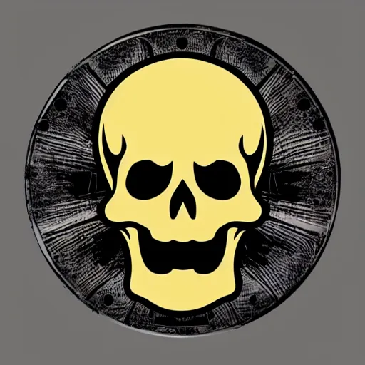 Image similar to death metal themed skull shaped microphone vector logo for a record label, dark, horrorcore, grunge, golden ratio