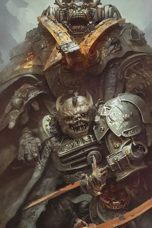 Prompt: martti ahtisaari as a warhammer ork boss, sci fi, highly detailed, digital painting, artstation, concept art, sharp focus, illustration, art by artgerm and greg rutkowski and alphonse mucha