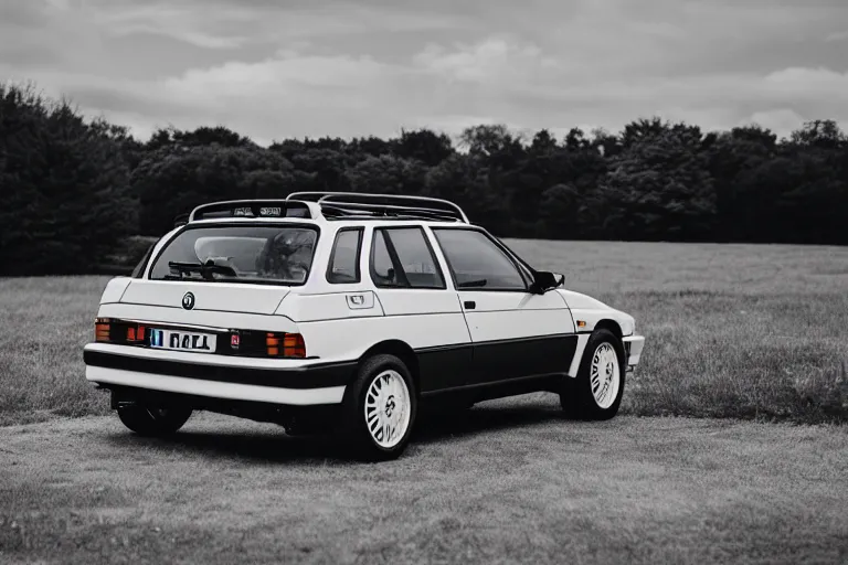 Prompt: 1995 Lancia Delta Integrale BMW M1 estate wagon, XF IQ4, 150MP, 50mm, F1.4, ISO 200, 1/160s, natural light, Adobe Photoshop, Adobe Lightroom, photolab, Affinity Photo, PhotoDirector 365