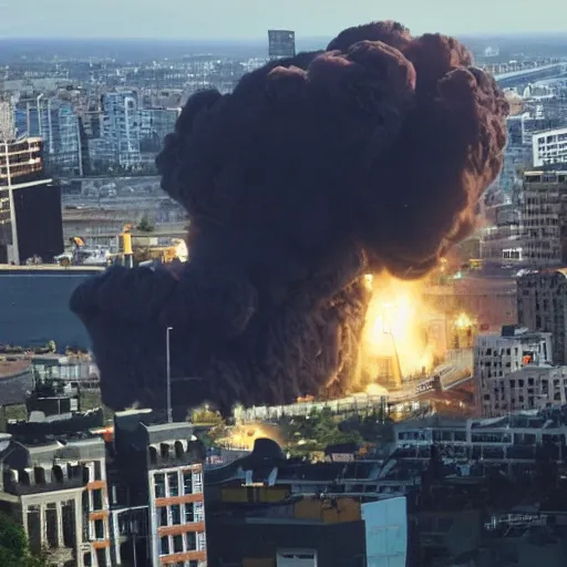 Image similar to gigantic explosion in city