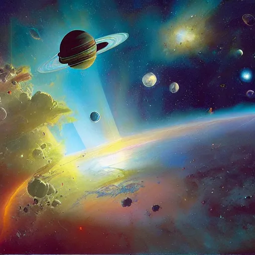 Image similar to space, nebula, planets, spacecraft, john berkey, nasa