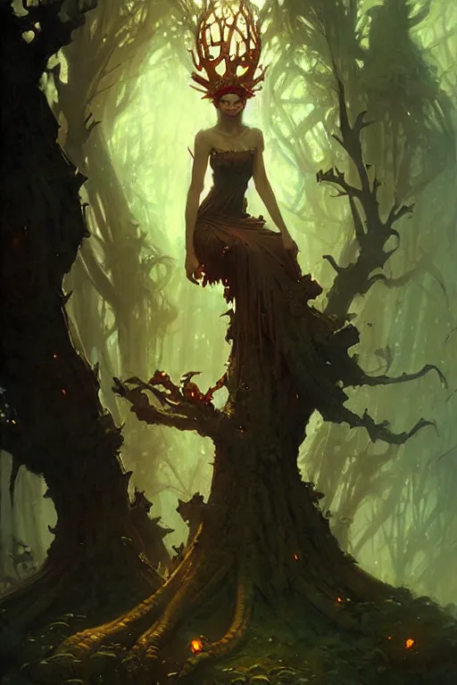 Prompt: tree queen by bayard wu, anna podedworna, gaston bussiere, greg rutkowski