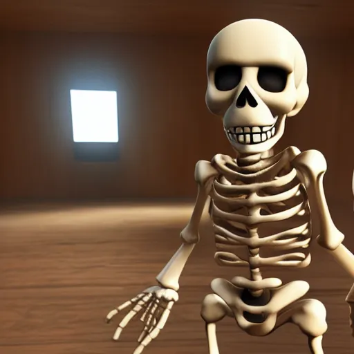 Prompt: A skeleton in the game Super Mario 64, unreal engine, highly detailed, vray, 8k