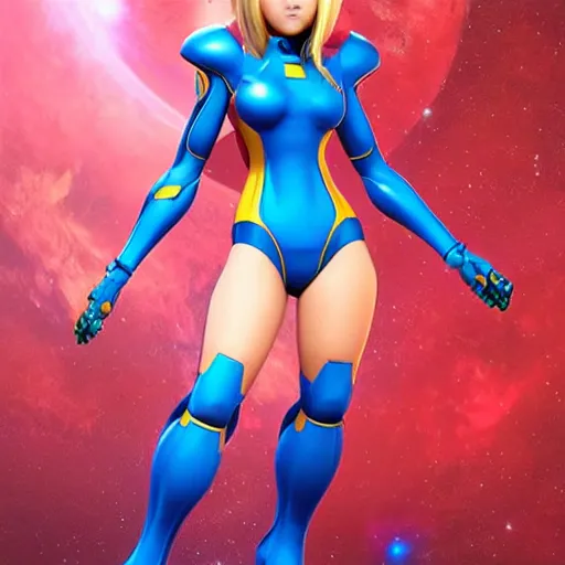 Image similar to Samus Aran Zero Suit Metroid By Protomonkey Art 3d Cgsociety by Artgerm, Space Traveler, Wenjuinn