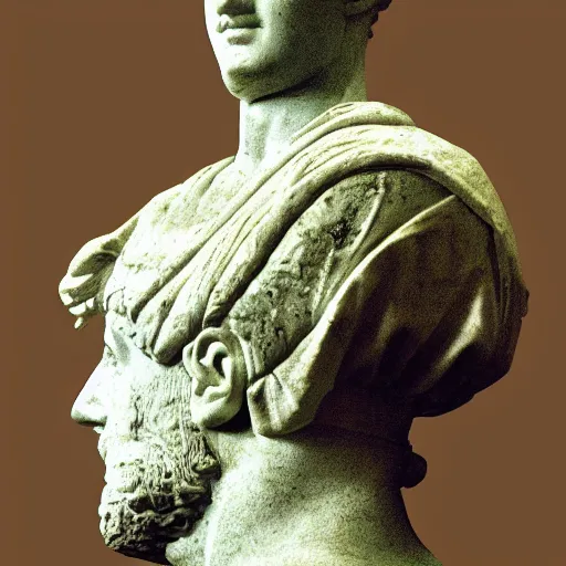 Prompt: 1 9 9 8 digital photo of roman statue bust, museum background, tile floor, nikon coolpix e 9 0 0