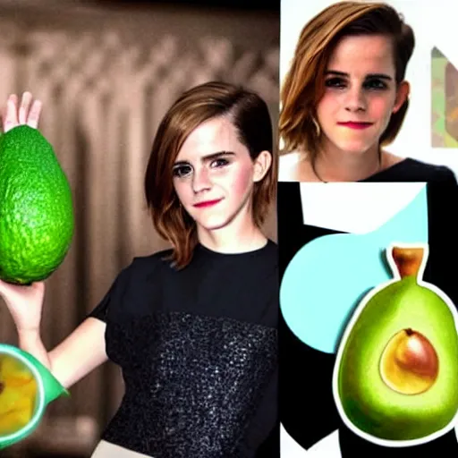 Image similar to emma watson as an avocado