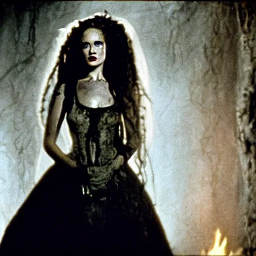 Prompt: jennifer lawrence as the bride of frankenstein, color photography, sharp detail, still from the movie van helsing