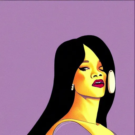 Prompt: “ rihanna retro minimalist portrait by jean giraud, art of moebius, sharp, smooth face, comic, 8 k ”