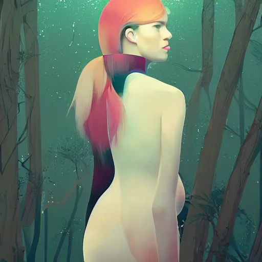 Image similar to portrait beautiful futuristic girl, australian outback, gum trees, digital art, pop art by hsiao - ron cheng