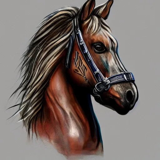 Image similar to horse with face tatoos, 8 k detailed concept art