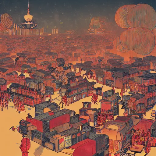 Prompt: illustration Opium war in Shanghai by Victo Ngai and James Gilleard