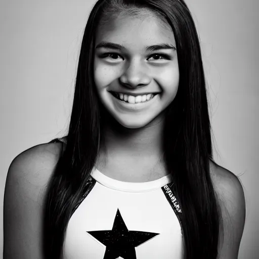 Image similar to a portrait photograph of a star student, popular, sought - after 1 8 year - old american high school cheerleader. portrait canon 8 5 mm f 1. 2 photograph head and shoulders portrait