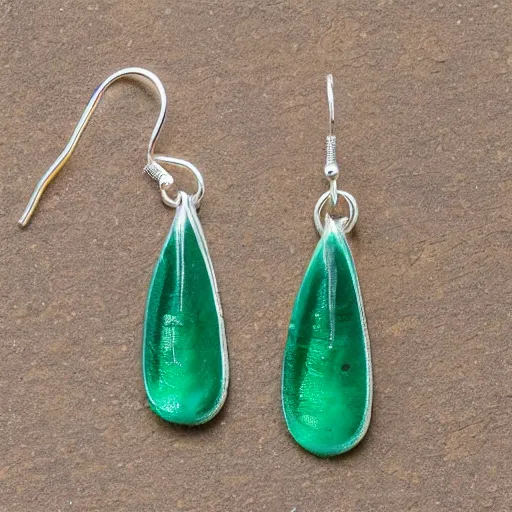 Prompt: product photo of emerald leech earrings