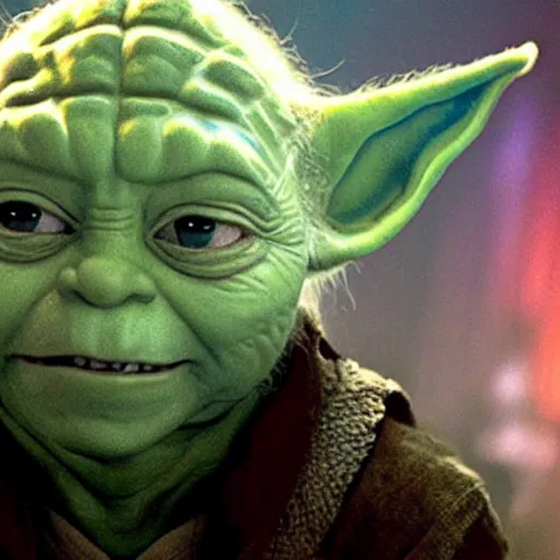 Image similar to drunk nicholas cage as yoda, detailed, cinematic photo