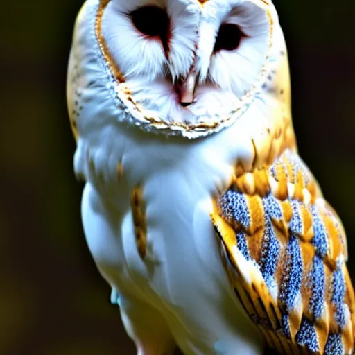 Image similar to barn owl in a suit, very detailed, album photo, canon shot