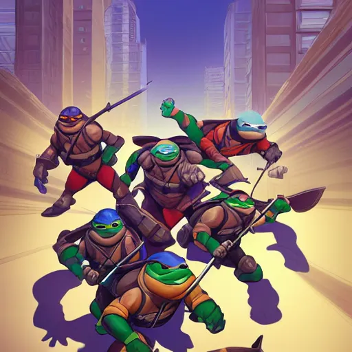 Image similar to hero world teenage mutant ninja turtles, behance hd by jesper ejsing, by rhads, makoto shinkai and lois van baarle, ilya kuvshinov, rossdraws global illumination