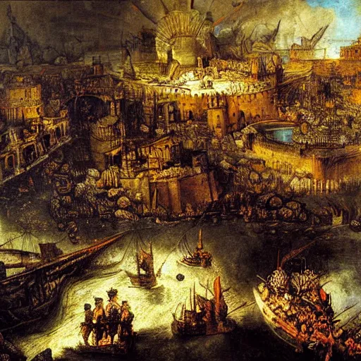 Prompt: Siege of Constantinople by Rembrandt