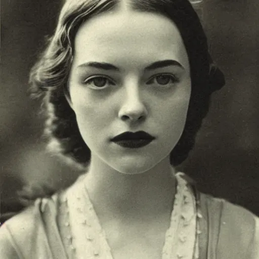 Image similar to headshot edwardian photograph of anya taylor - joy, natalie portman, emma stone, 1 9 2 0 s film actress, realistic face, ethereal, 1 9 1 0 s, grainy, victorian, soft blur