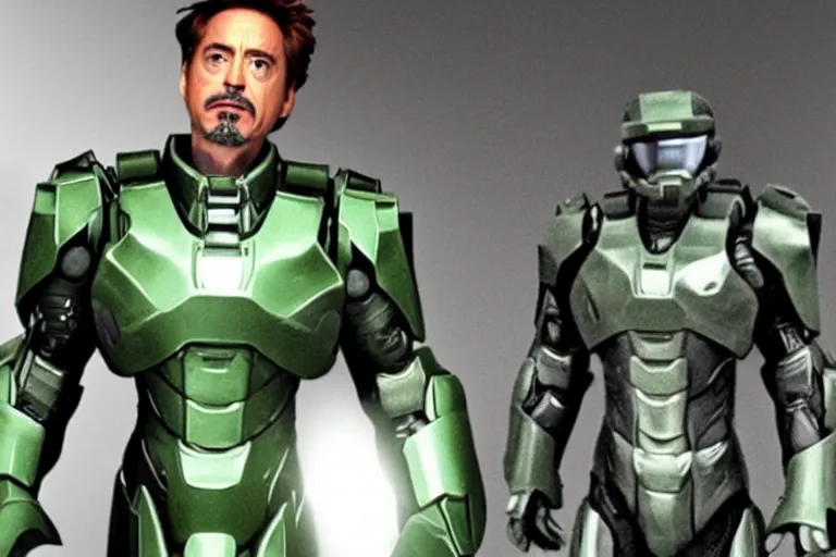 Image similar to robert downey jr as master chief