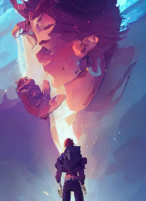 Image similar to overwhelmed with floating thoughts behance hd artstation by jesper ejsing, by rhads, makoto shinkai and lois van baarle, ilya kuvshinov, ossdraws, that looks like it is from borderlands and by feng zhu and loish and laurie greasley, victo ngai, andreas rocha