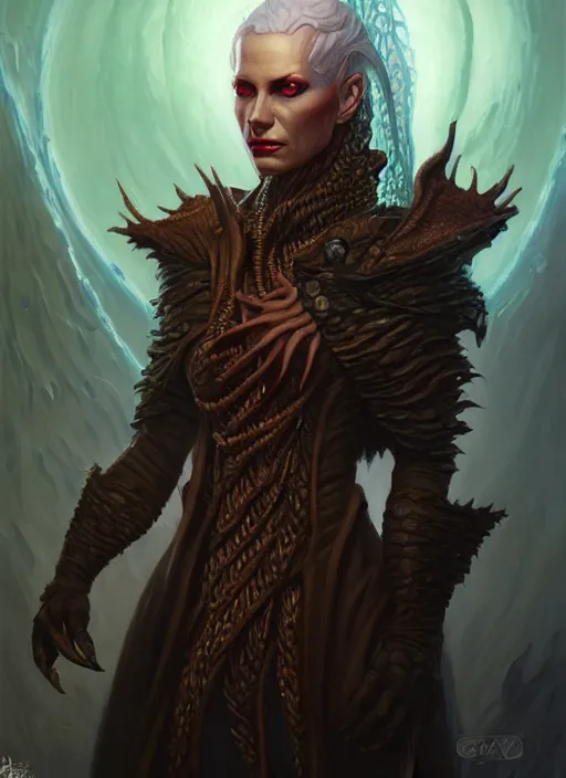 Prompt: a _ fantasy _ style _ portrait _ painting _ of ilithid dnd, wicked, oil _ painting _ unreal _ 5 _ daz. _ rpg _ portrait _ extremely _ detailed _ artgerm _ greg _ rutkowski _ greg