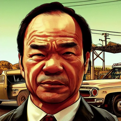 Image similar to Francis Fukuyama in GTA V, Cover art by Stephen Bliss, Boxart, loading screen