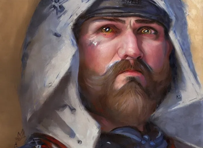 Image similar to a highly detailed beautiful portrait of stan marsh as kratos, by gregory manchess, james gurney, james jean