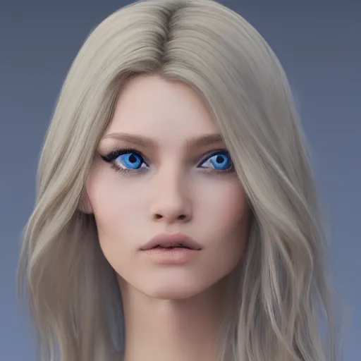 Prompt: woman with long blonde hair and blue eyes by stanley artgem lau, highly detailed, artstation trending, perfect face, straight hair 8k