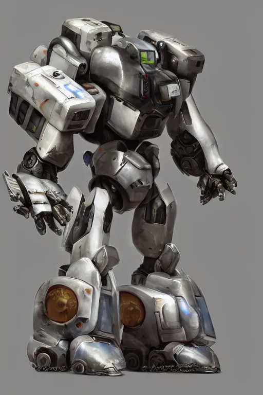 Image similar to mechwarrior 5 : mercenaries mech megaman transformer robot boss tank engine game octane render, 4 k, hd 2 0 2 2 3 d cgi rtx hdr style chrome reflexion glow fanart, global illumination ray tracing hdr fanart arstation by ian pesty by jesper ejsing pixar and disney unreal zbrush central hardmesh