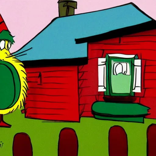 Image similar to house, style from dr. seuss, sharp focus, sharp, hd, dr. seuss