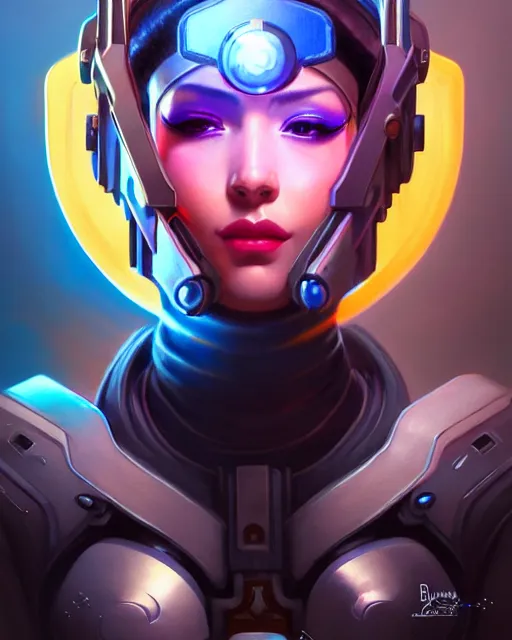 Image similar to echo from overwatch, elegant, colorful, fantasy, fantasy art, character portrait, portrait, close up, highly detailed, intricate detail, amazing detail, sharp focus, vintage fantasy art, vintage sci - fi art, radiant light, caustics, by boris vallejo