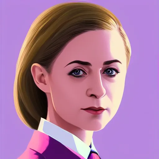 Prompt: natalya poklonskaya as young female, young female prosecutor at her job, muted colors, matte print, pastel colors, 2d, ultra highly detailed, smooth, sharp focus, digital art, digital painting, fan art, elegant, artstation, head is centered, by Ilya Kuvshinov