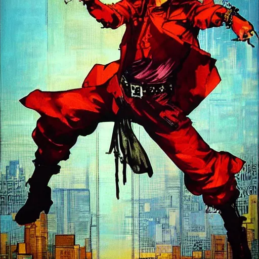 Prompt: portrait of the hacker magician in a dramatic jojo pose tarot card, oil on canvas by yoji shinkawa and esao andrews and raoul ruiz