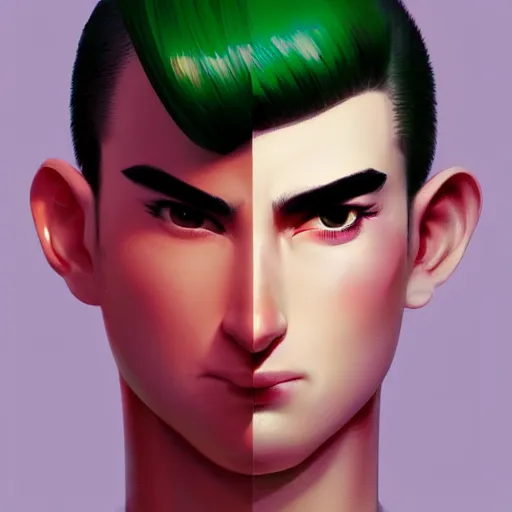 Prompt: a man with a round pink head a green mohawk green eyebrows and a long pointy red nose, realistic shaded perfect face, fine details. realistic shaded lighting poster by ilya kuvshinov katsuhiro, magali villeneuve, artgerm, jeremy lipkin and michael garmash, rob rey and kentaro miura style, trending on art station