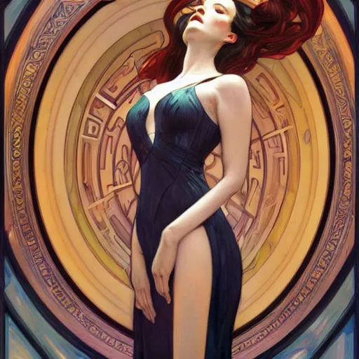 Image similar to a streamline moderne painting in the style of donato giancola, and in the style of charlie bowater, and in the style of alphonse mucha. symmetry, smooth, sharp focus, semi - realism, intricate detail.