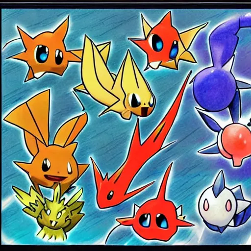 Image similar to 1999 Ken Sugimori artwork of a new water type Pokémon, official key colored line art