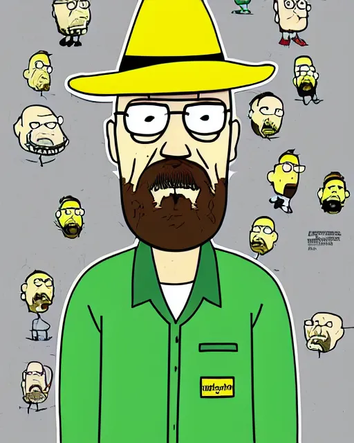 Image similar to portrait of walter white in the style of justin roiland. heisenberg. breaking bad. cinematic lighting. style of rick & morty. photographic, photography. by justin roiland