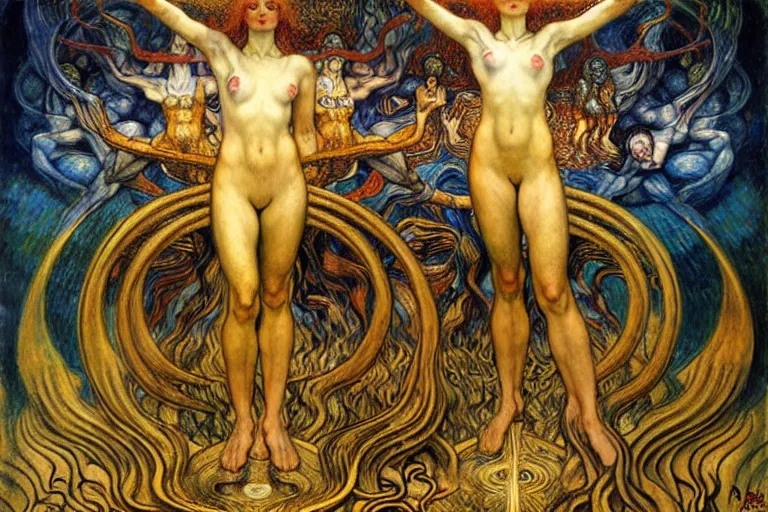 Image similar to Divine Chaos Engine by Karol Bak, Jean Delville, William Blake, Gustav Klimt, and Vincent Van Gogh, symbolist, visionary