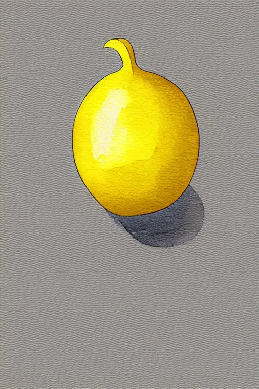 Image similar to minimalist watercolor art of a yellow lemon on white background, illustration, vector art