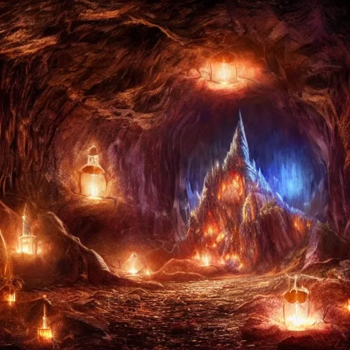 Prompt: a cave full of diamonds and luminous crystals, fantasy photo, harry potter style, trending on artstation, hdr, mysterious