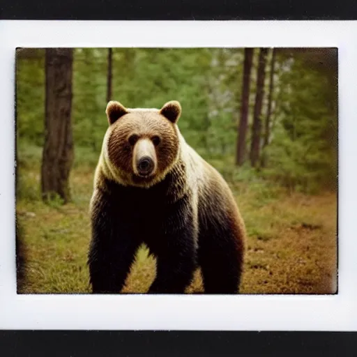 Image similar to a very beautiful polaroid picture of a bear, award winning photography