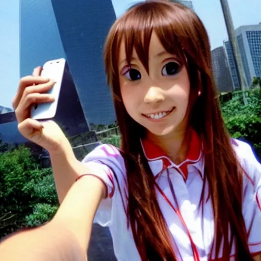 Image similar to a very beautiful young yuuki asuna taking a selfie on 9 / 1 1